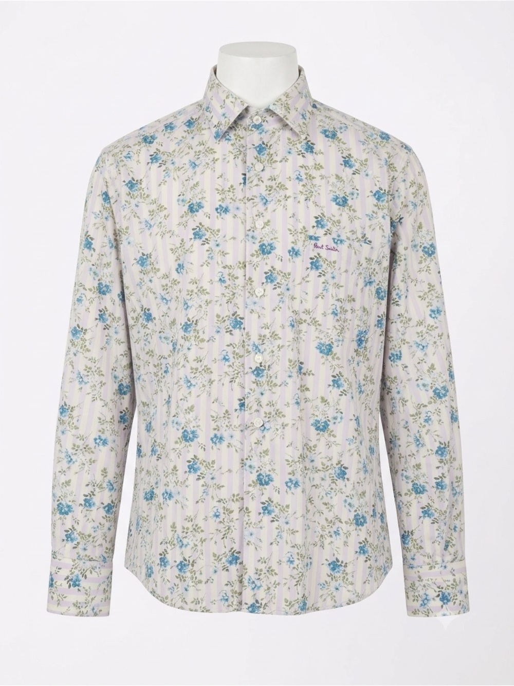 Paul Smith London Floral Stripe Cotton Dress Shirt Size 17 42